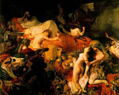E. Delacroix 
La Mort de Sardanapale, 
1827,
Huile sur toile  392 x 496 cm, musée du Louvre.  