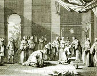  Prise d'habit de Ranc le 13 juin 1663, gravure de chez rochefort, 1708